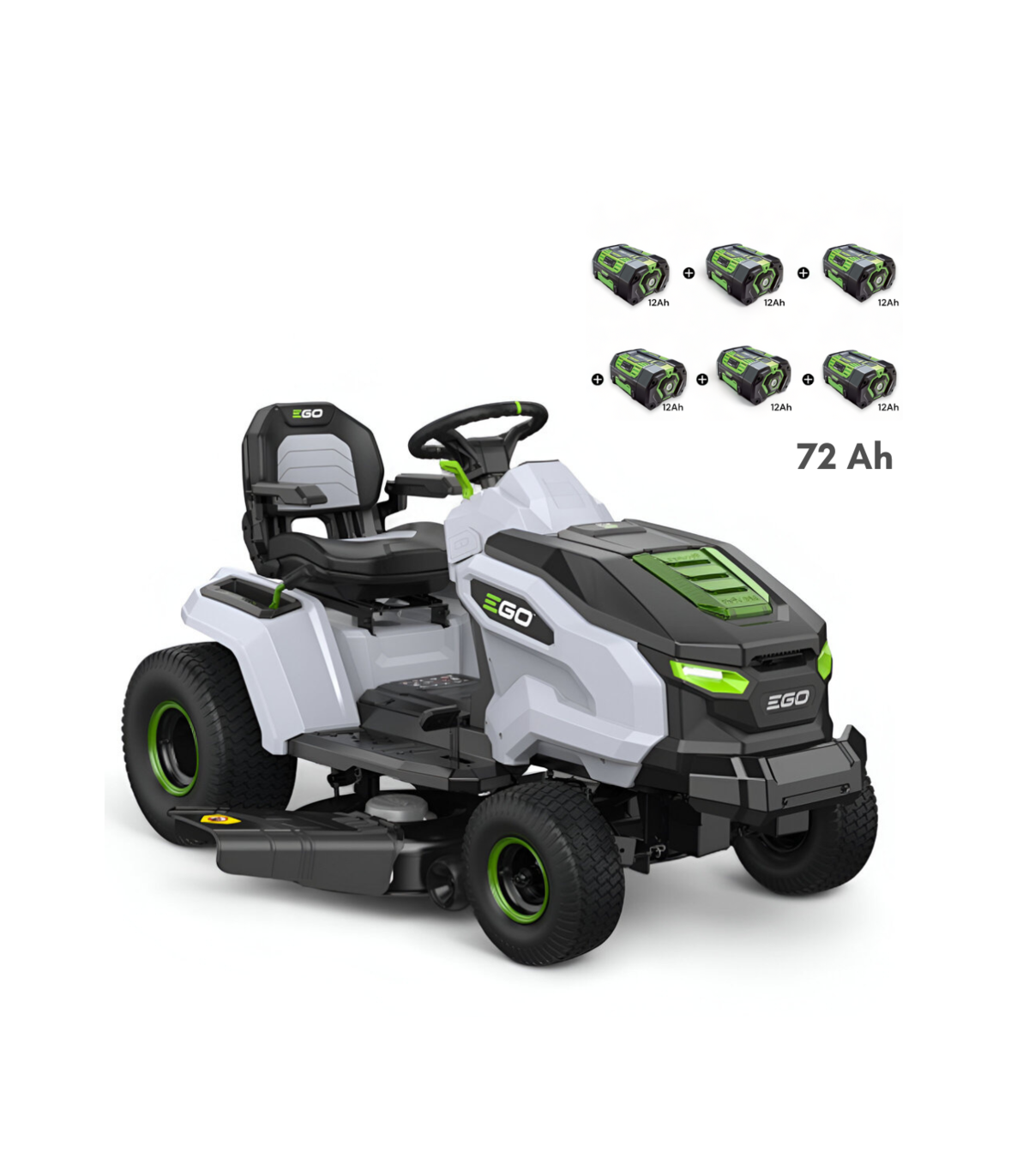 Tondeuse tracteur à batterie coupe 107 cm, 6 batteries 12Ah et chargeur 1600W - EGO TR4201E